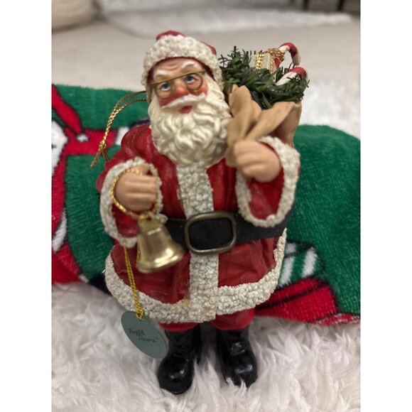 Vintage 1993 Possible Dreams Clothtique Santa Ornament Original Tag Mixed Med - Picture 1 of 13